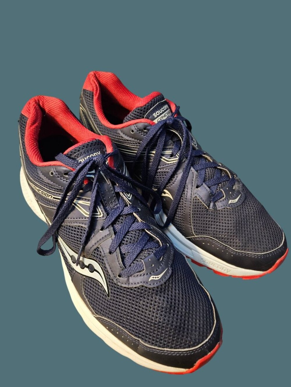 Saucony Cohesion II Navy & Red Running Sneakers Men Size 11 - Picture 8 of 12